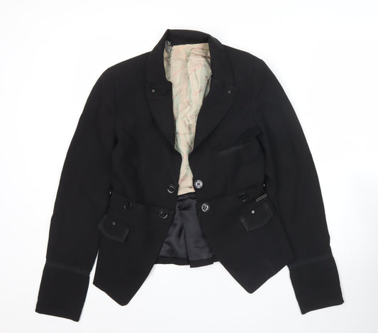 Firetrap Women’s Black Wool Blend Blazer Jacket Size S Smart Workwear