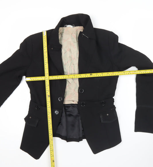 Firetrap Women’s Black Wool Blend Blazer Jacket Size S Smart Workwear