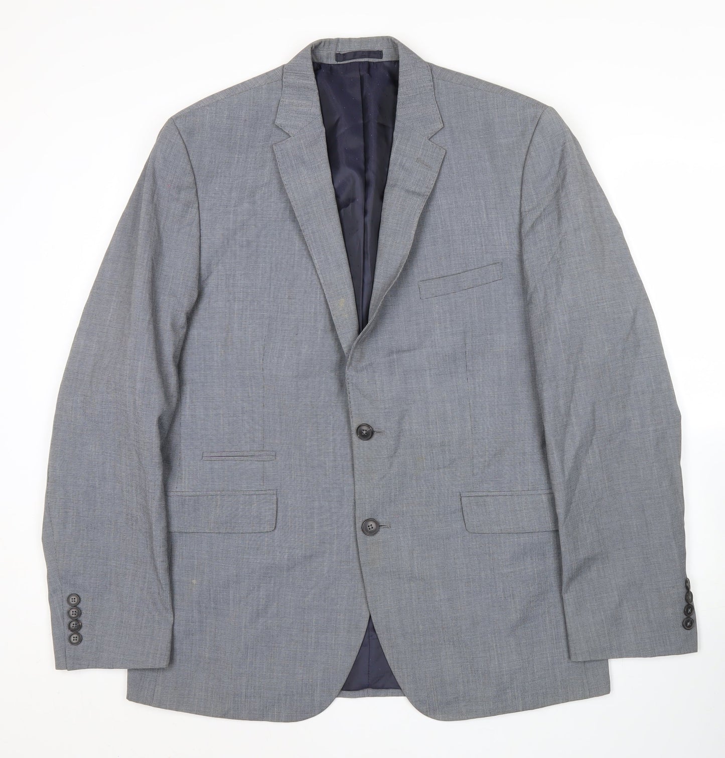 Burton Menswear Men’s Grey 42L Slim Fit Two Button Blazer Suit Jacket