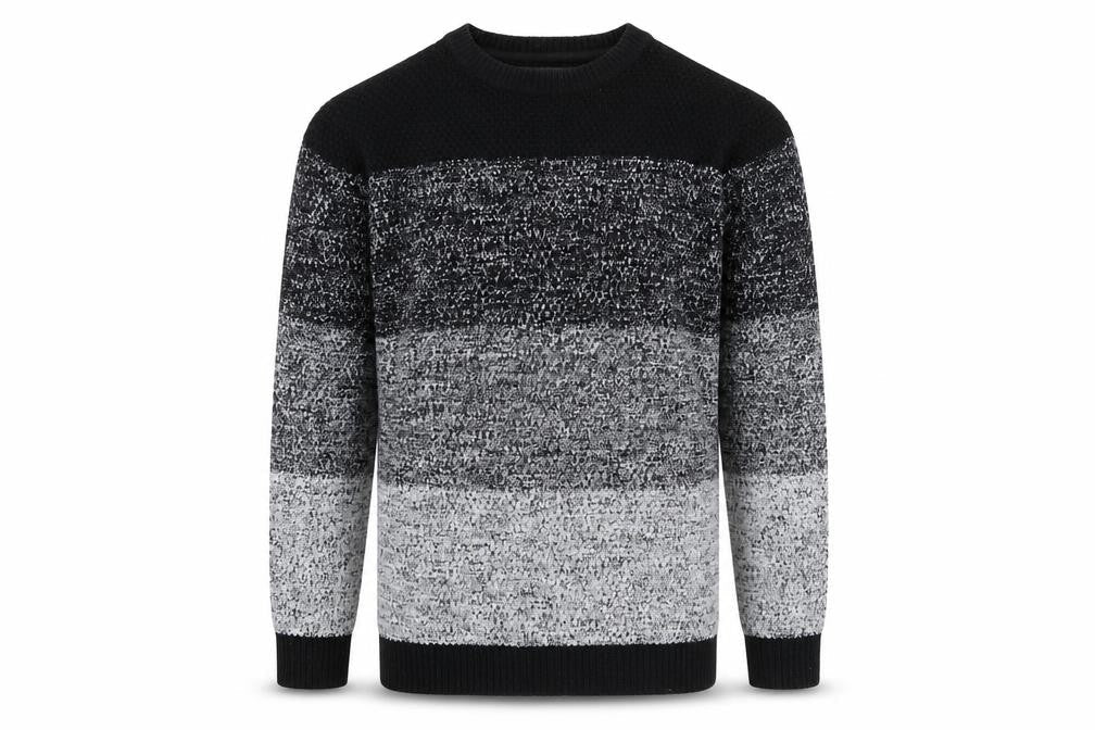 Soul Star Men’s Black Grey Striped Knit Pullover Jumper Size M