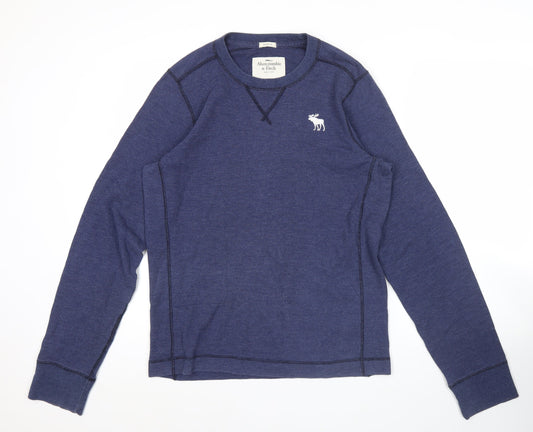 Abercrombie & Fitch Men’s Blue XL Pullover Jumper Crew Neck Waffle-Knit
