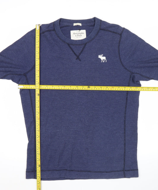 Abercrombie & Fitch Men’s Blue XL Pullover Jumper Crew Neck Waffle-Knit