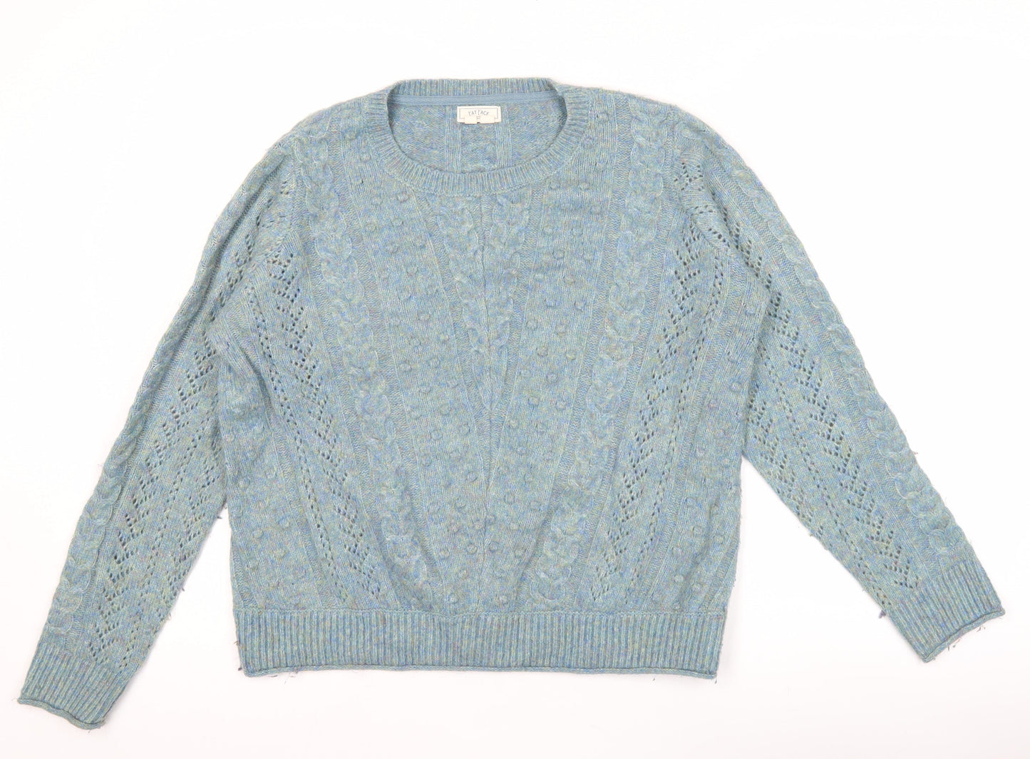 Fat Face Women’s Blue Alpaca Wool Cable Knit Jumper Size 10