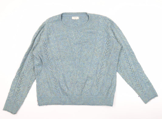 Fat Face Women’s Blue Alpaca Wool Cable Knit Jumper Size 10