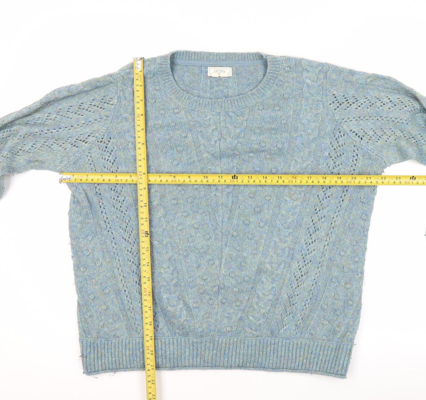 Fat Face Women’s Blue Alpaca Wool Cable Knit Jumper Size 10