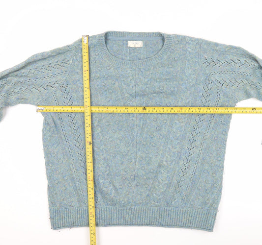 Fat Face Women’s Blue Alpaca Wool Cable Knit Jumper Size 10