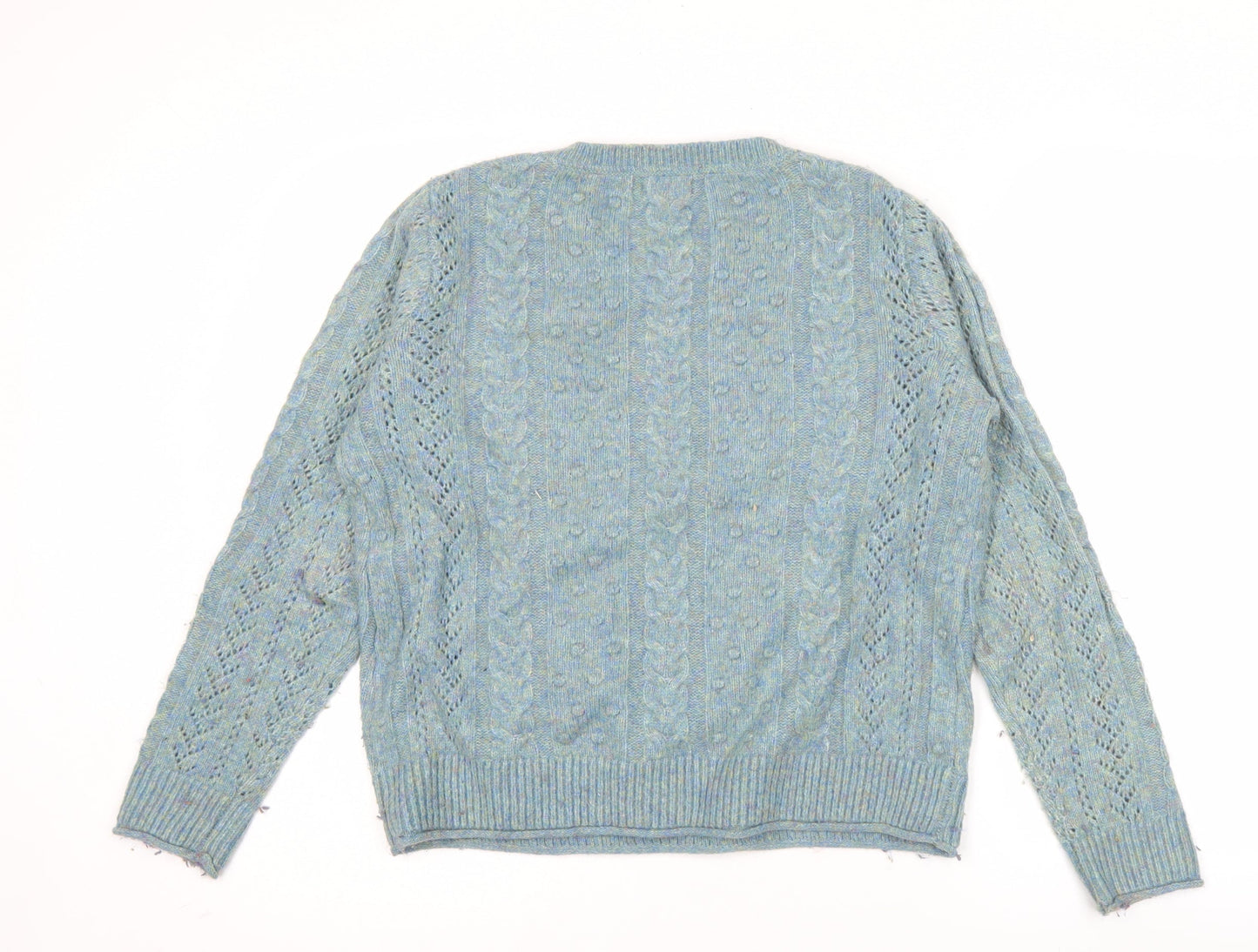 Fat Face Women’s Blue Alpaca Wool Cable Knit Jumper Size 10