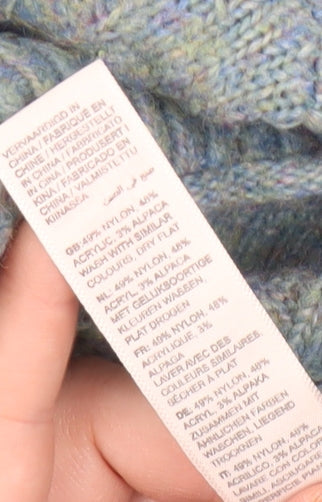 Fat Face Women’s Blue Alpaca Wool Cable Knit Jumper Size 10