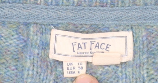 Fat Face Women’s Blue Alpaca Wool Cable Knit Jumper Size 10