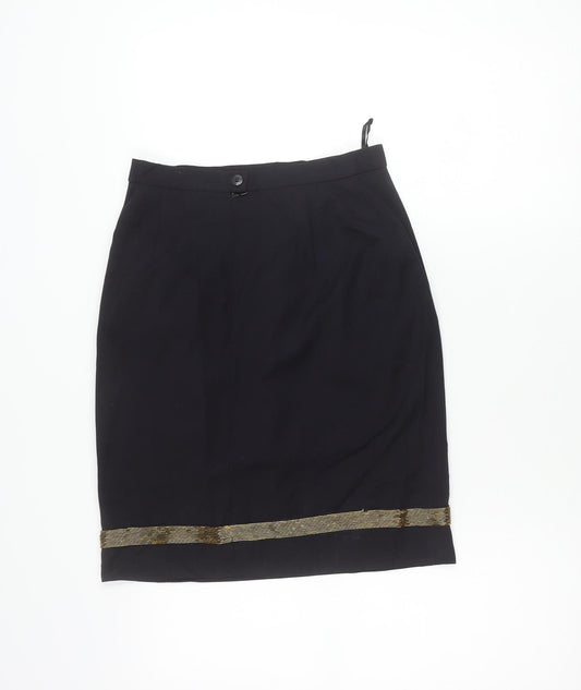 Escada Women’s Black Wool Beaded Pencil Skirt Size 8