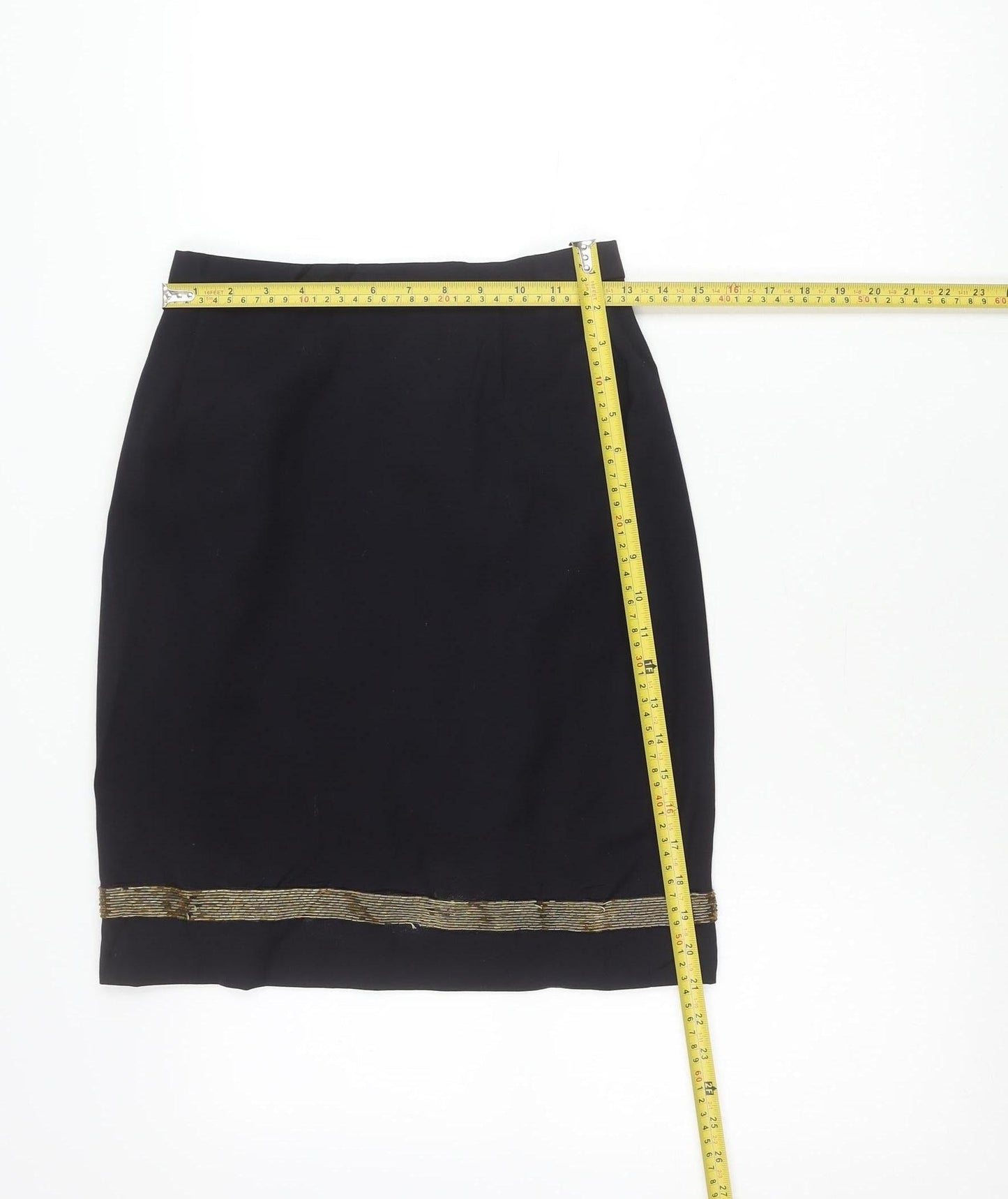 Escada Women’s Black Wool Beaded Pencil Skirt Size 8
