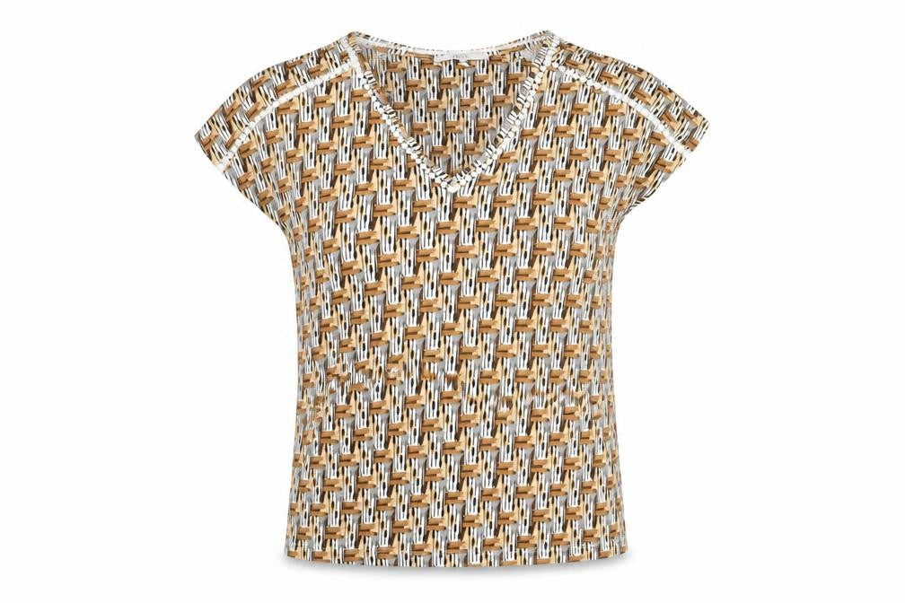 Next Women’s Brown Geometric V-Neck Short Sleeve T-Shirt UK 6