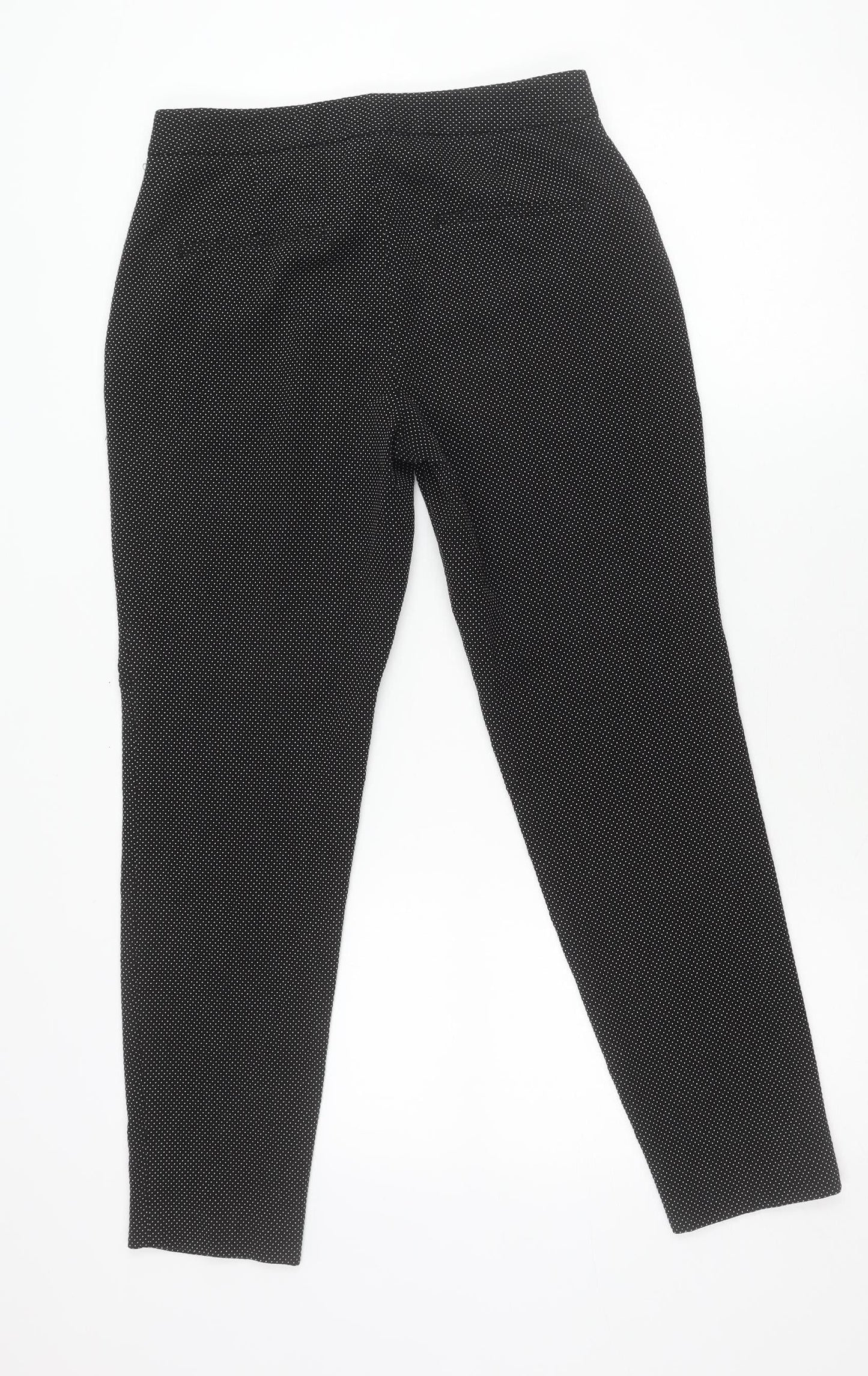 Zara Women Black Polka Dot Slim Tapered Trousers Size 6