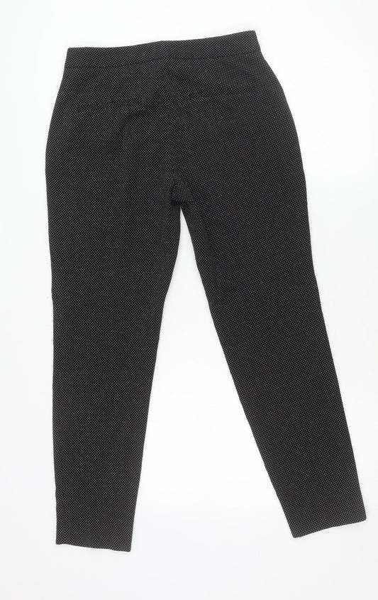Zara Women Black Polka Dot Slim Tapered Trousers Size 6
