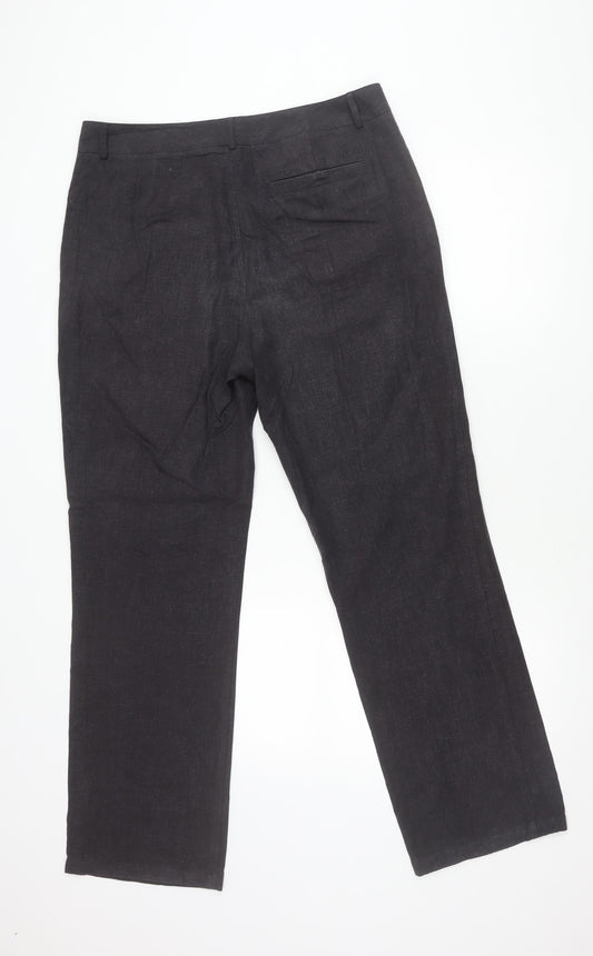 Rohan Mens Black Linen Blend Trousers Size 34 Regular Fit