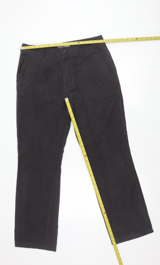 Rohan Mens Black Linen Blend Trousers Size 34 Regular Fit