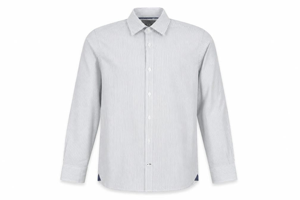Burton Menswear Men’s Grey Striped Slim Fit Button-Up Shirt S