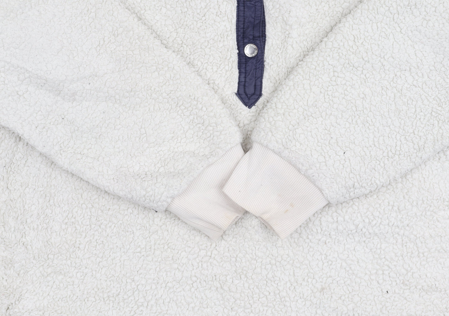Calvin Klein Womens White Fleece Henley Sweatshirt M Warm Casual