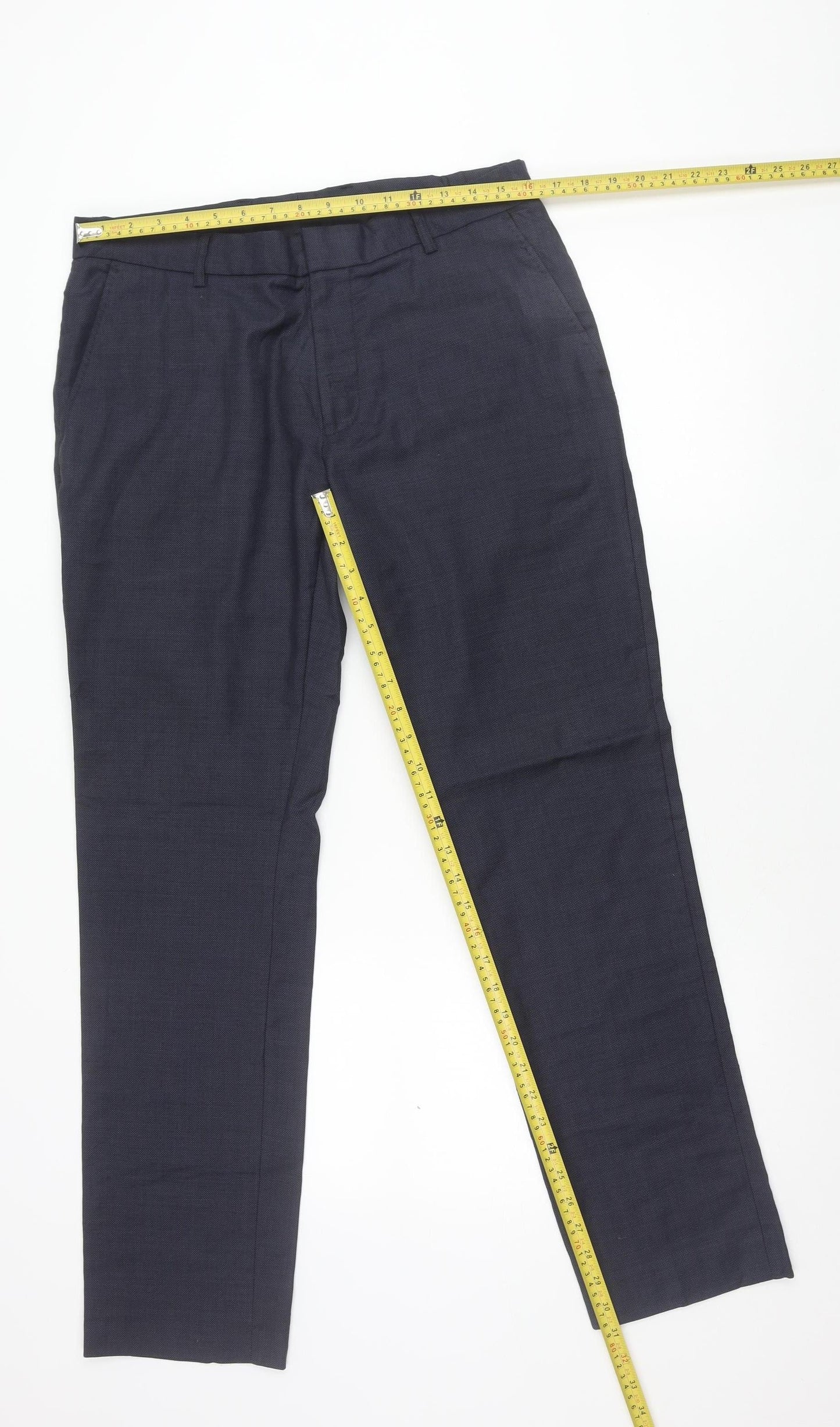 Topman Unisex Adults Blue Wool Blend Dress Trousers Size 34R