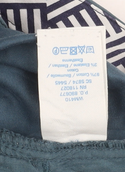 Boden Womens Blue Chino Trousers Size 14 Regular Cotton Stretch