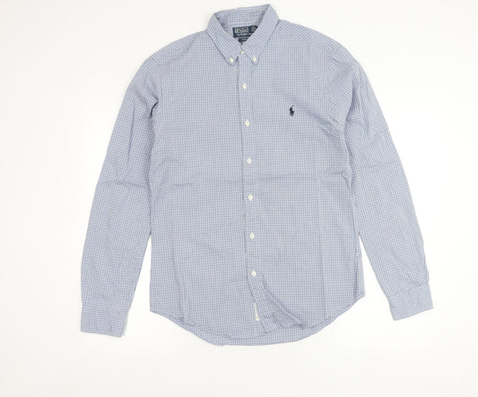Ralph Lauren Men’s Blue Check Slim Fit Shirt M Long Sleeve Cotton