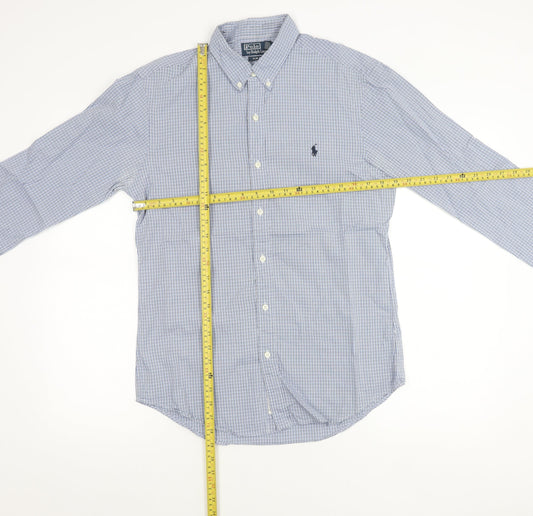 Ralph Lauren Men’s Blue Check Slim Fit Shirt M Long Sleeve Cotton