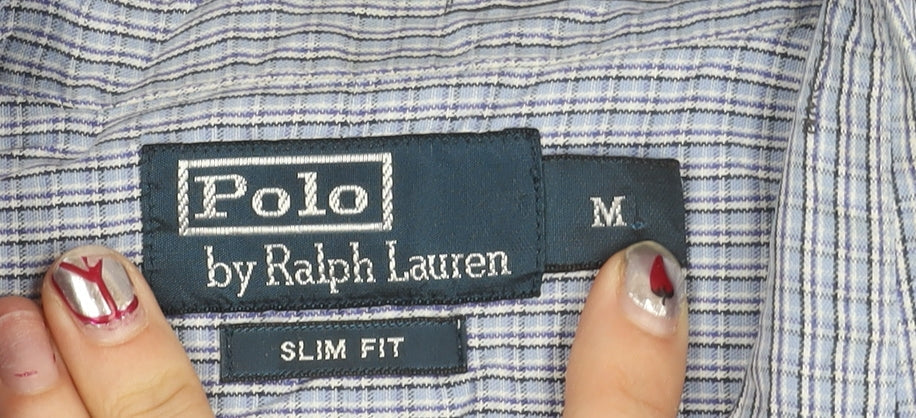 Ralph Lauren Men’s Blue Check Slim Fit Shirt M Long Sleeve Cotton