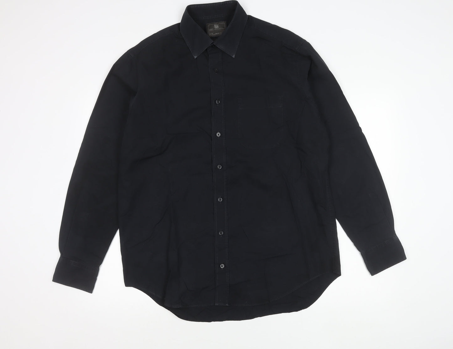 Marks and Spencer Men’s Black Regular Fit 16.5 Long Sleeve Cotton Shirt