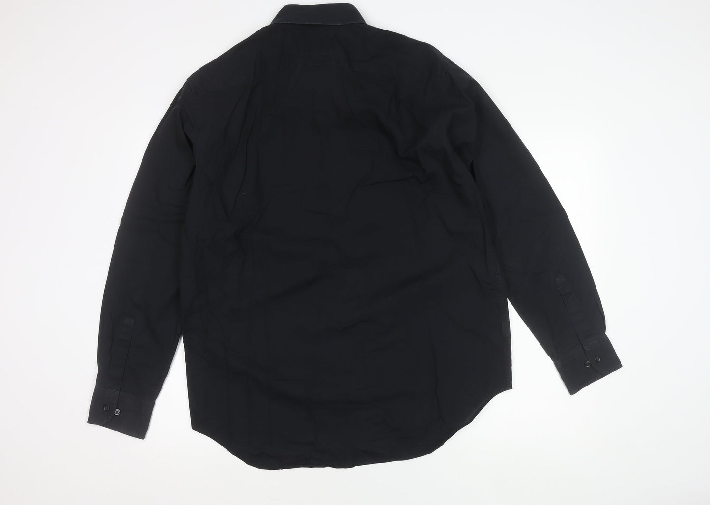 Marks and Spencer Men’s Black Regular Fit 16.5 Long Sleeve Cotton Shirt