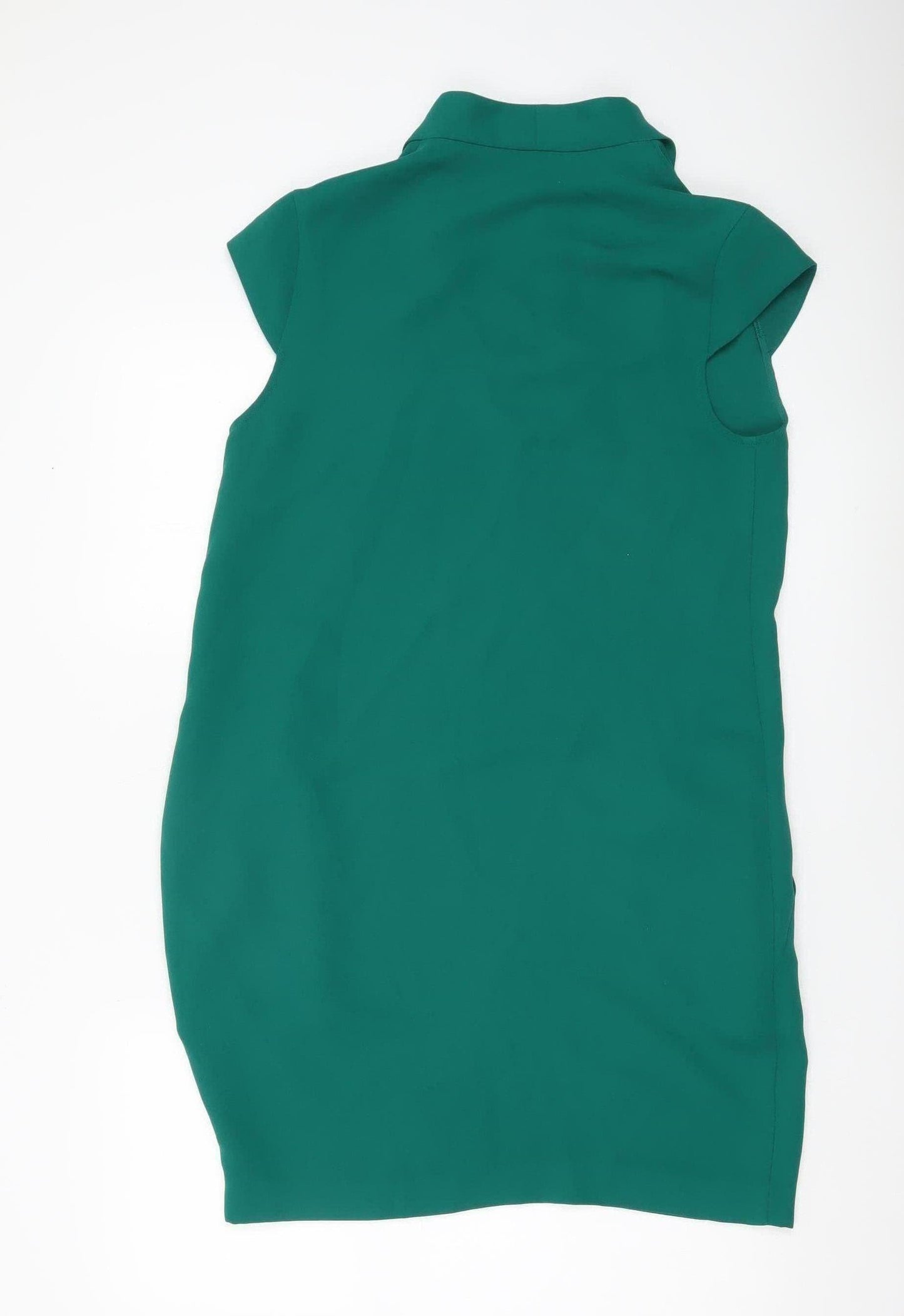 Whistles Women’s Green Shift Knee Length Dress Size 10 Short Sleeve