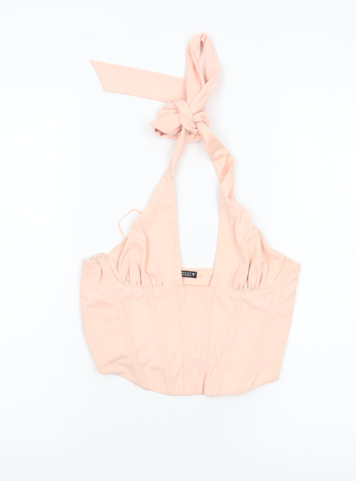 Zara Women Pink Halter Cropped Tank Top Size 12 Polyester