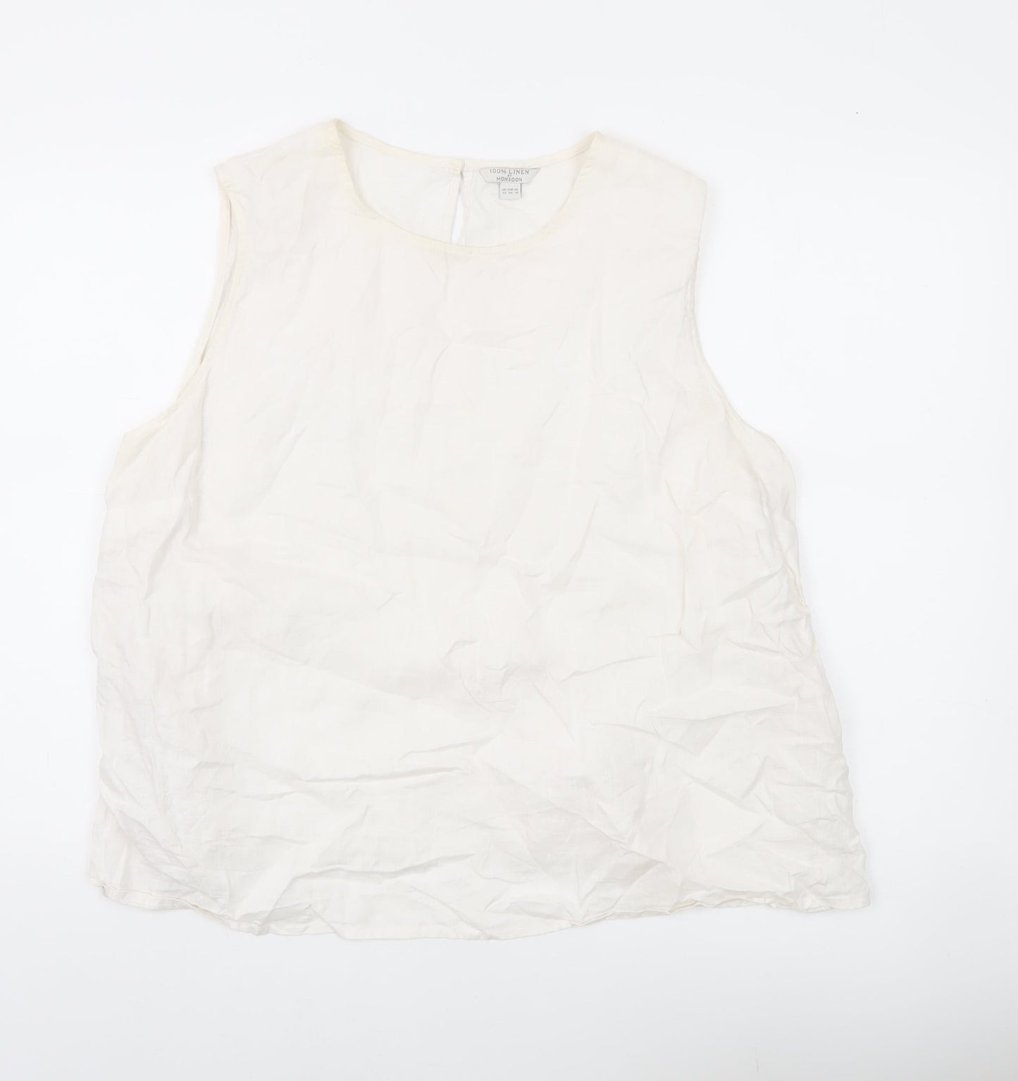 Monsoon Women Ivory Linen Sleeveless Blouse Size 22