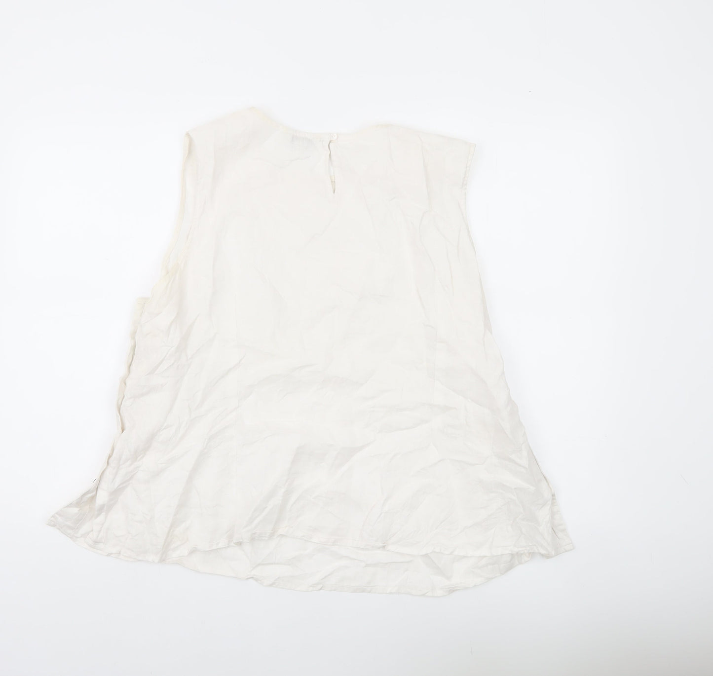 Monsoon Women Ivory Linen Sleeveless Blouse Size 22