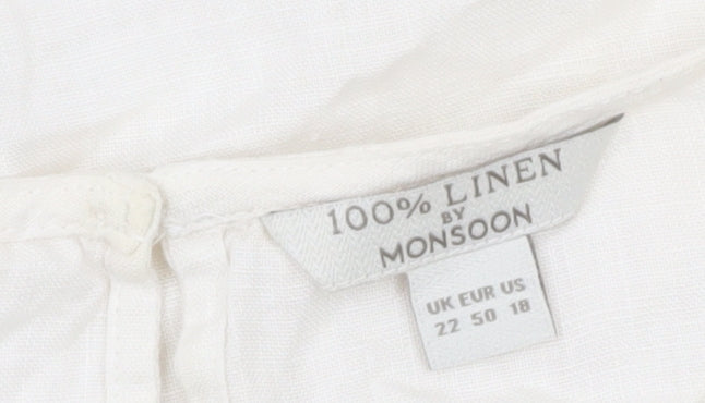 Monsoon Women Ivory Linen Sleeveless Blouse Size 22