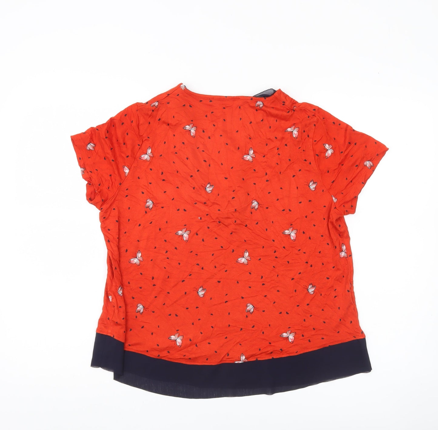 Marks and Spencer Womens Orange Butterfly Print Tunic Blouse UK 14
