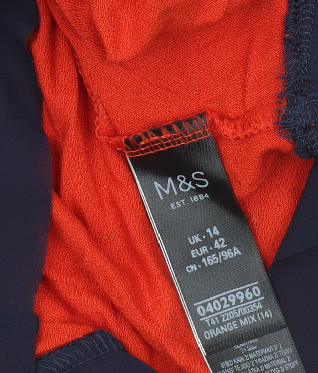 Marks and Spencer Womens Orange Butterfly Print Tunic Blouse UK 14