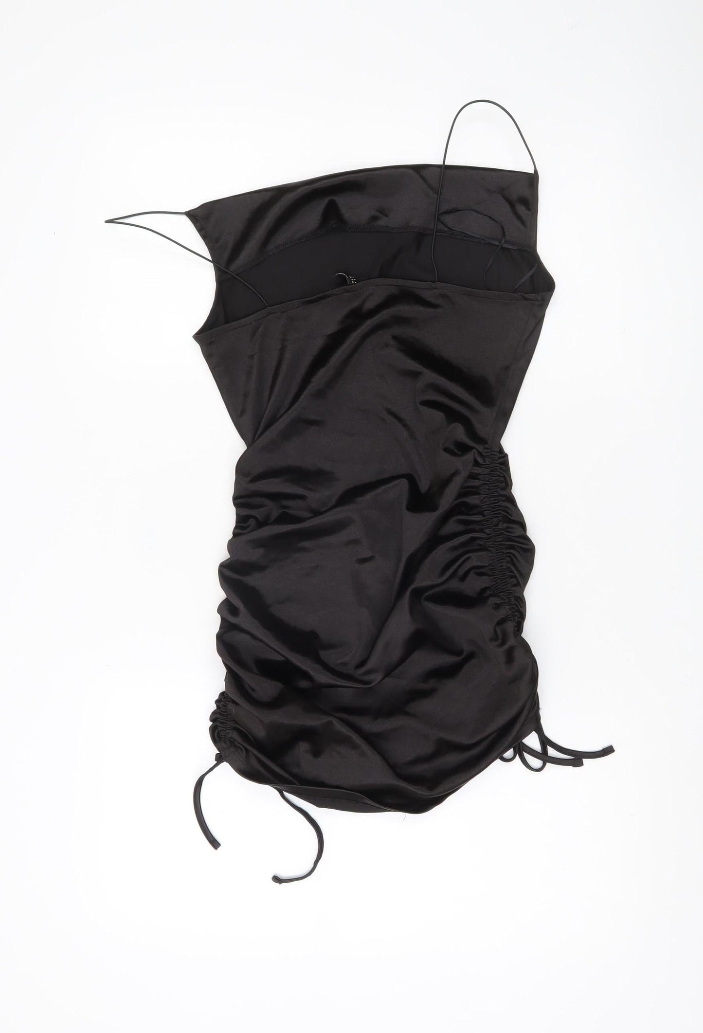 H&M Divided Women’s Black Slip Ruched Mini Party Dress Size S