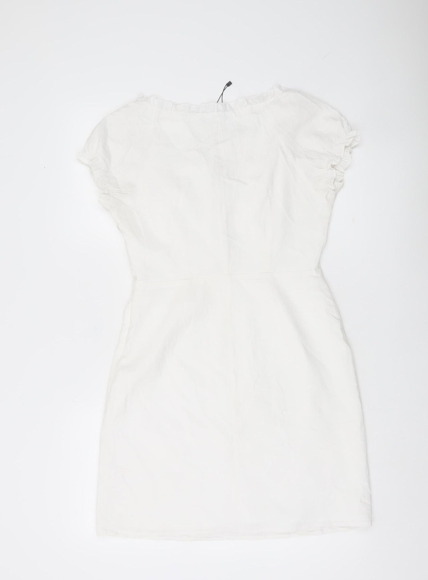 Nasty Gal Women White Size 10 Mini Puff Sleeve Cotton Summer Dress