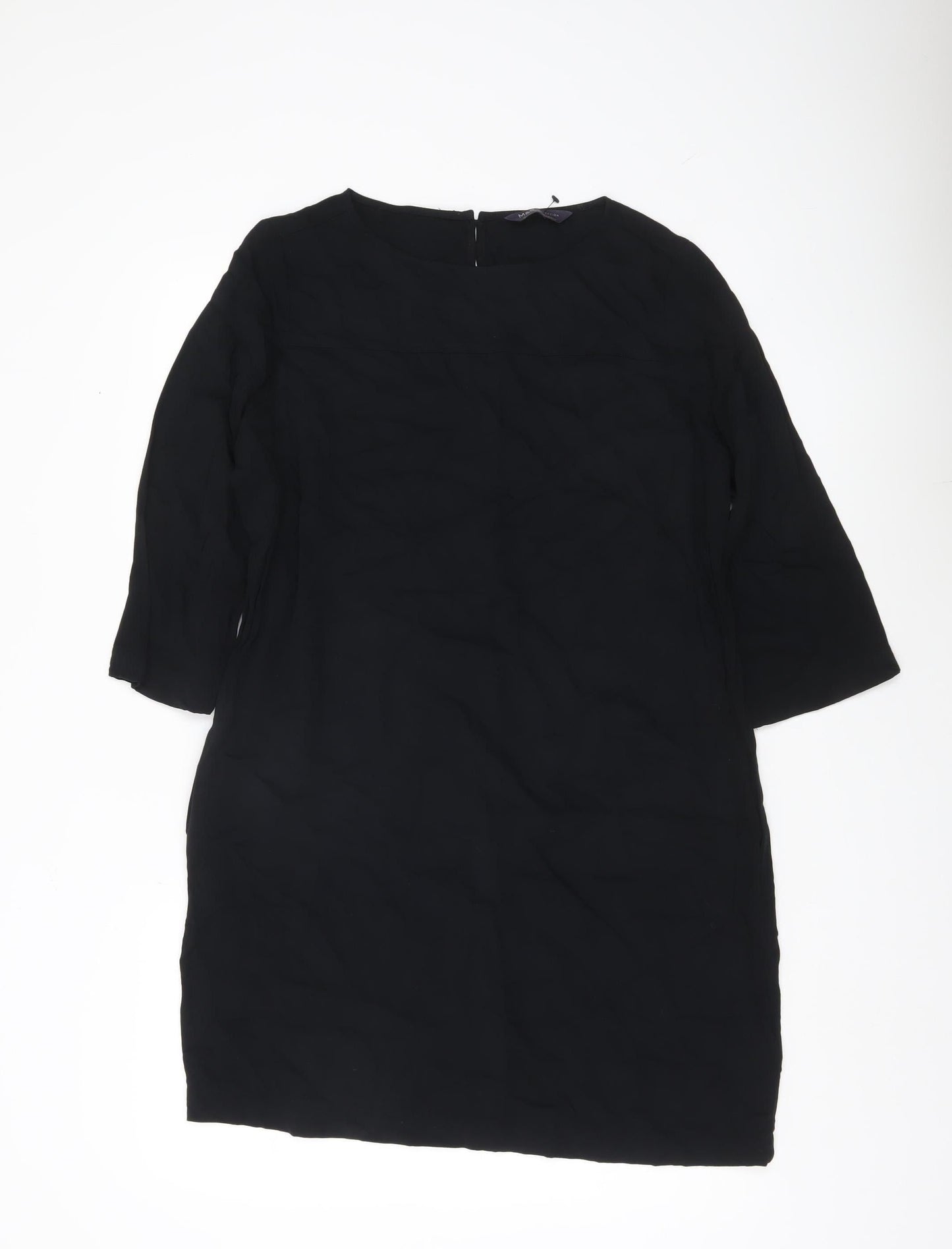 Marks and Spencer Womens Black Size 12 Shift Dress 3/4 Sleeve