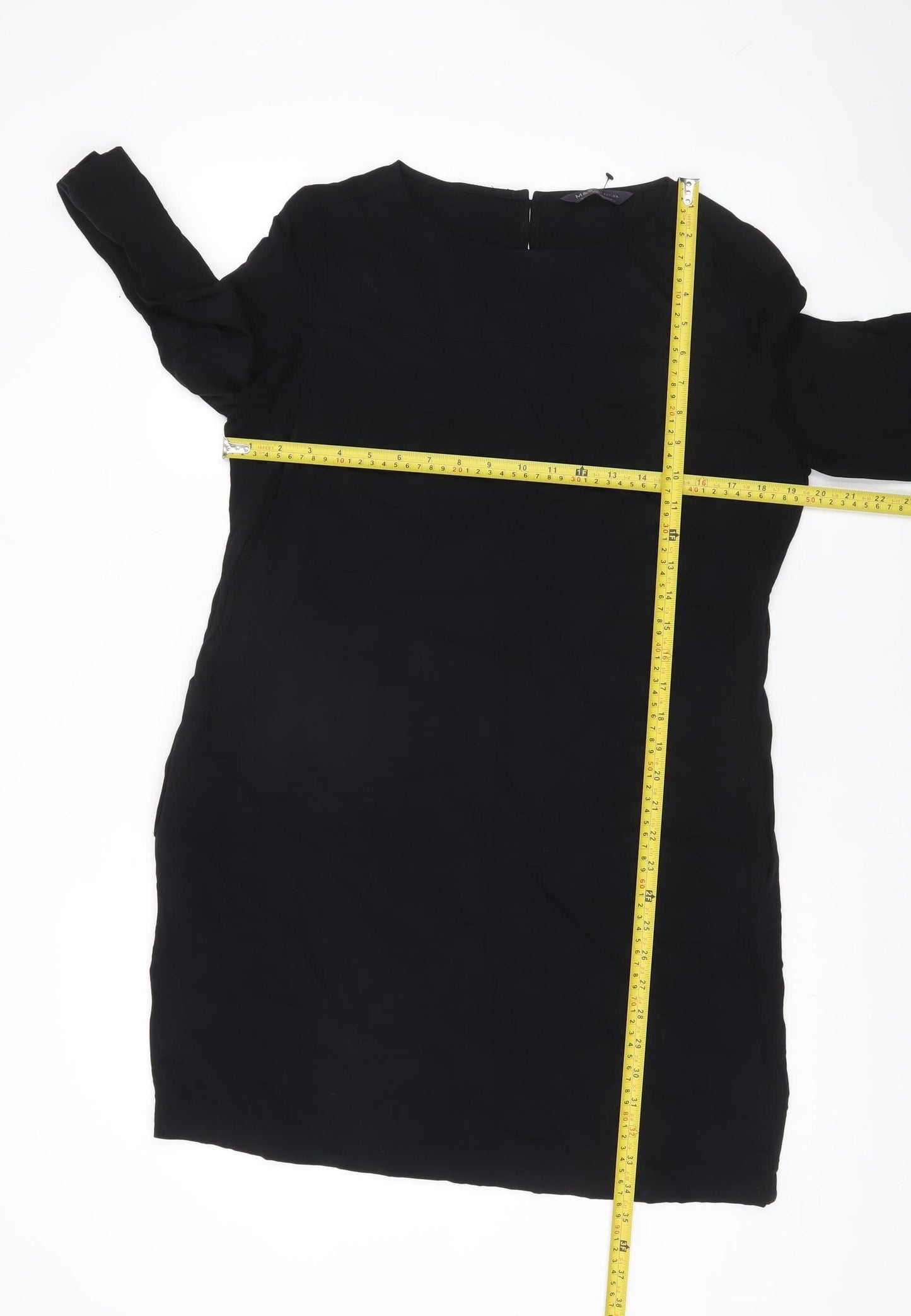 Marks and Spencer Womens Black Size 12 Shift Dress 3/4 Sleeve