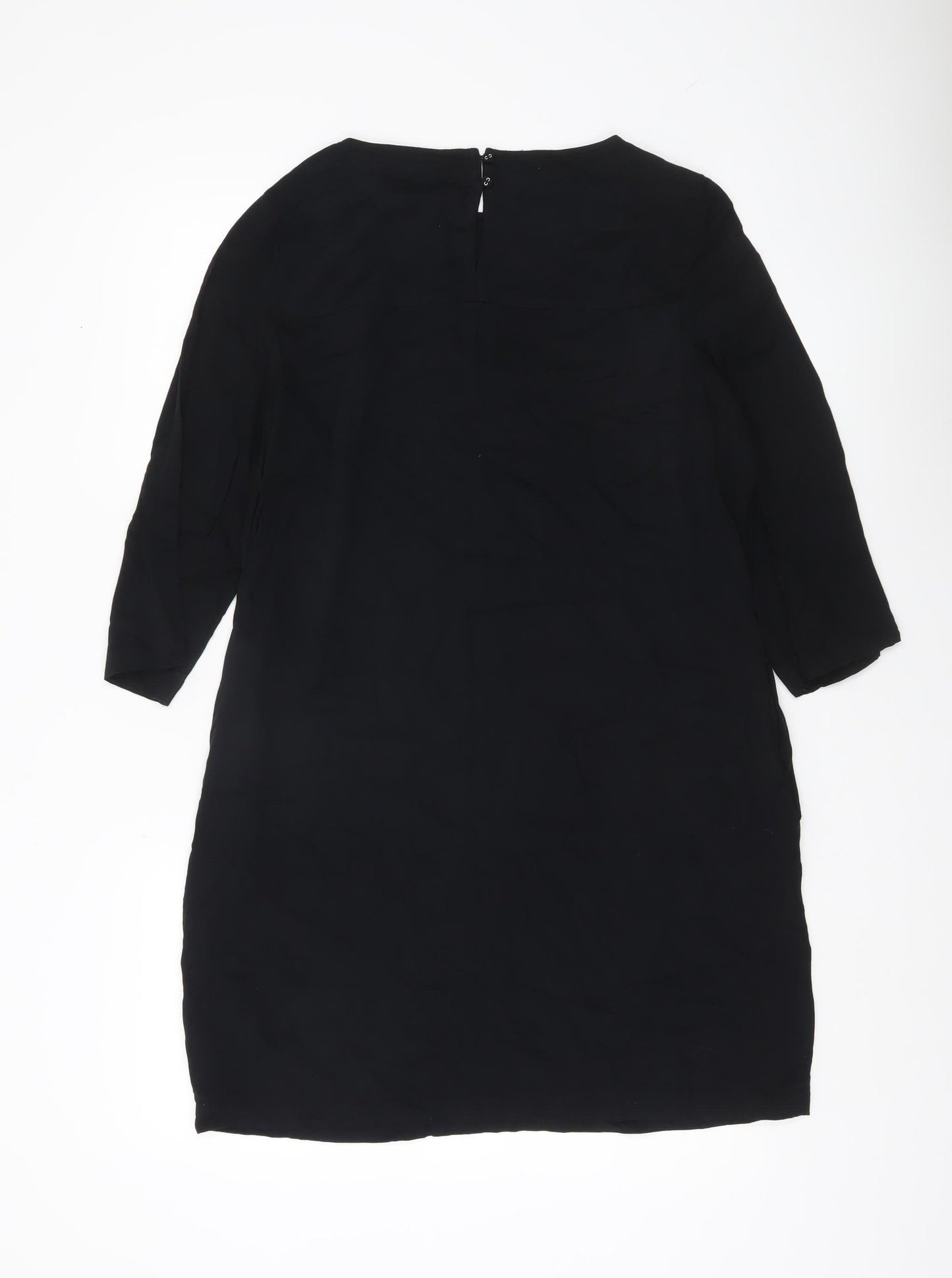 Marks and Spencer Womens Black Size 12 Shift Dress 3/4 Sleeve