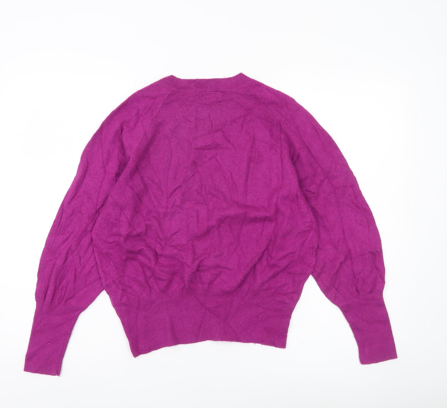 Fat Face Women's Purple Size 16 Crew Neck Wool Blend Jumper