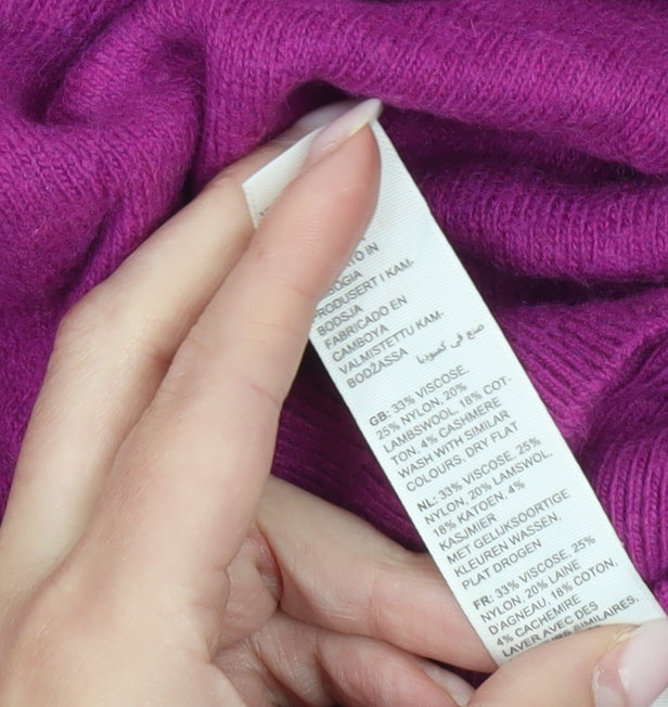 Fat Face Women's Purple Size 16 Crew Neck Wool Blend Jumper