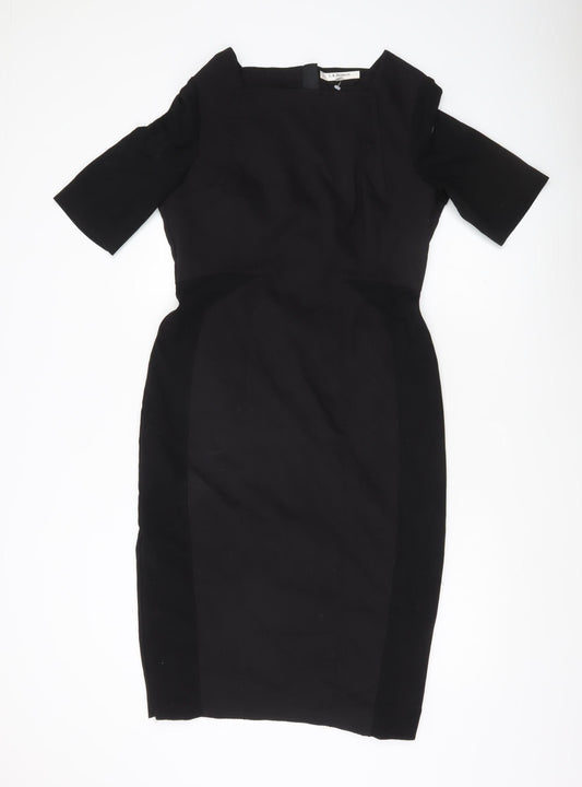 L.K. Bennett Women’s Black Sheath Dress UK 14 Knee Length Square Neck