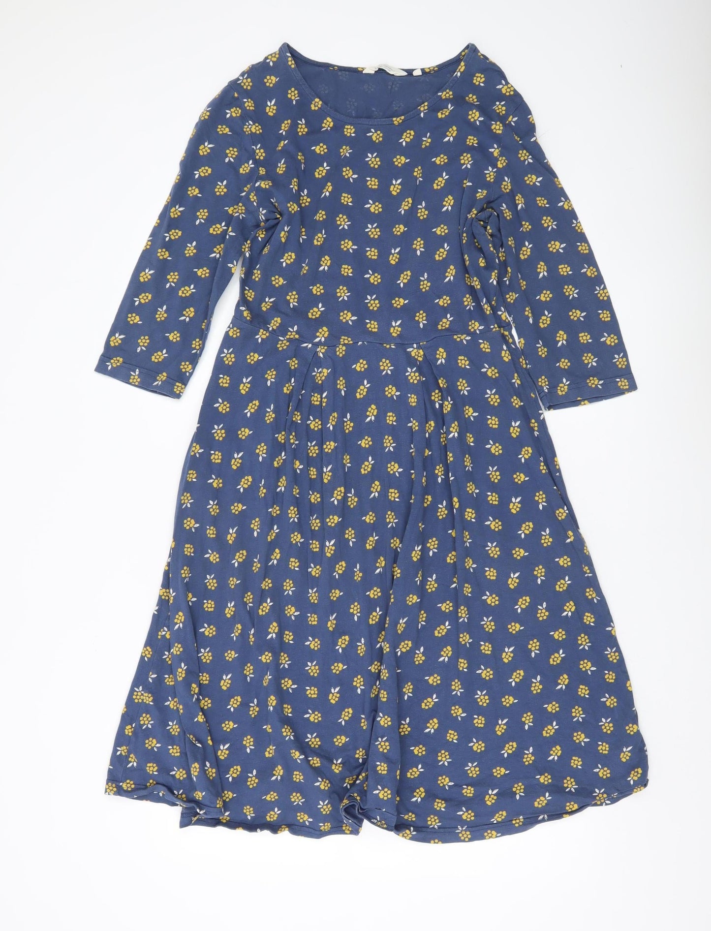 Seasalt Cornwall Women’s Blue Floral A-Line Jersey Stretch Dress Size 14