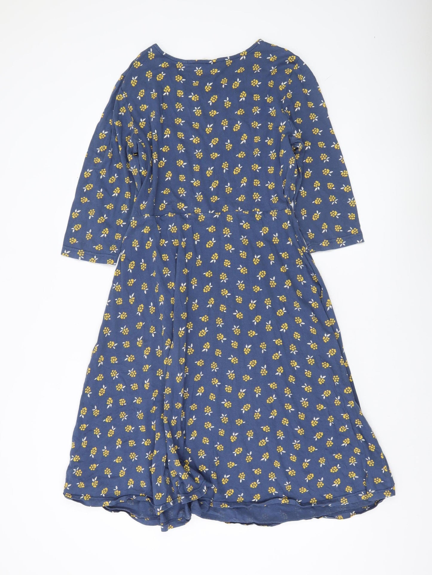 Seasalt Cornwall Women’s Blue Floral A-Line Jersey Stretch Dress Size 14