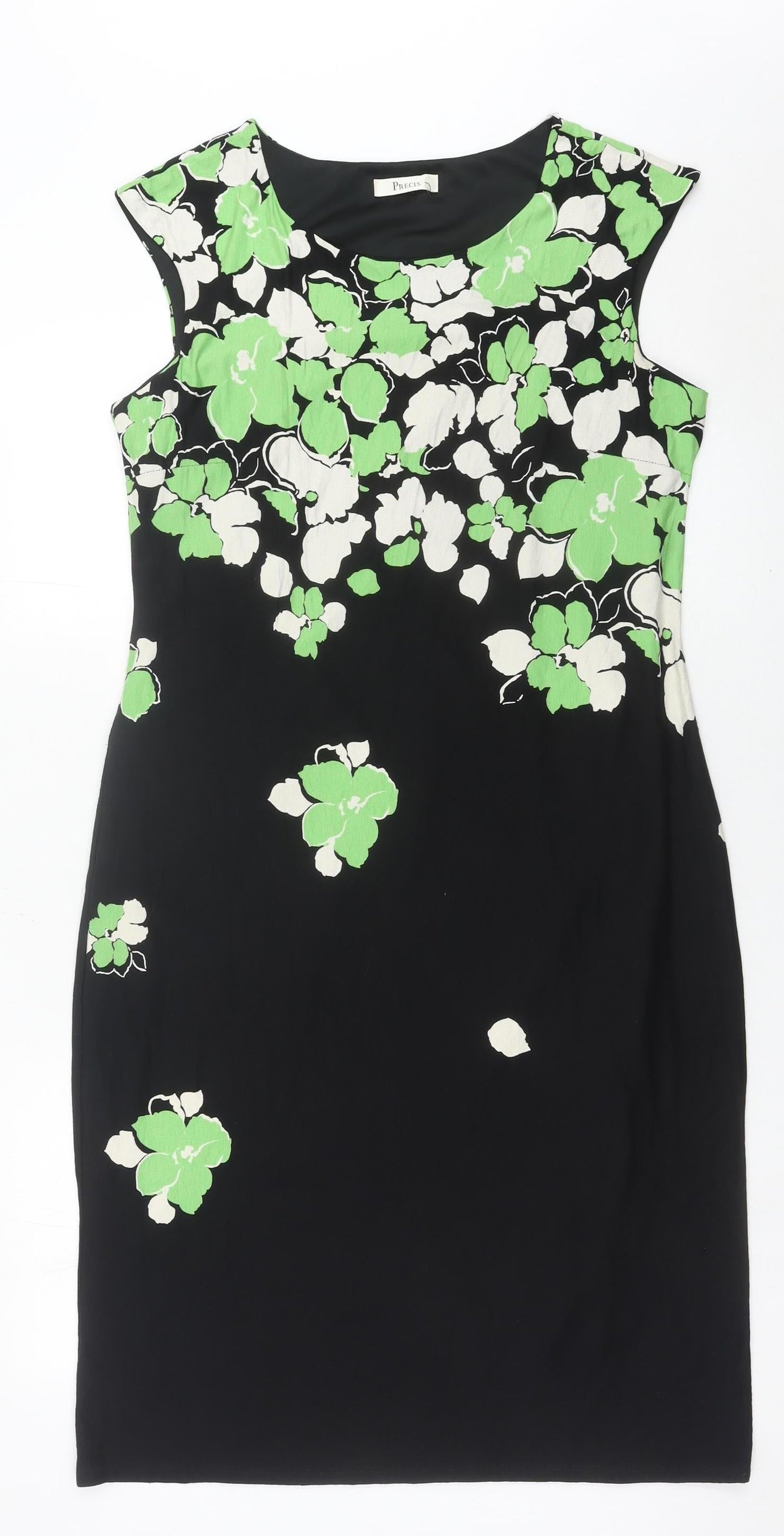 Precis Women’s Black Green Floral Sheath Knee Length Dress Size 14