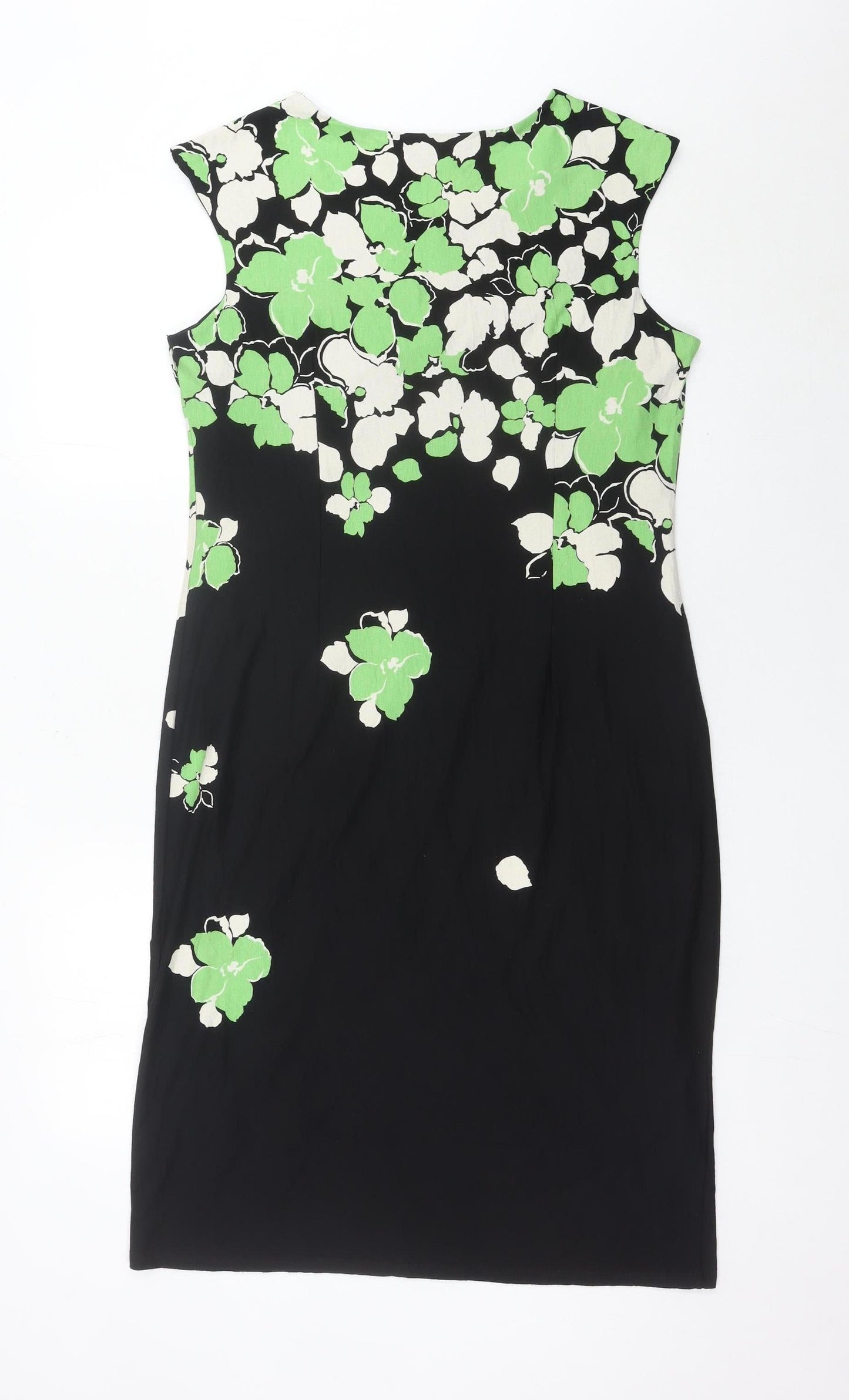 Precis Women’s Black Green Floral Sheath Knee Length Dress Size 14