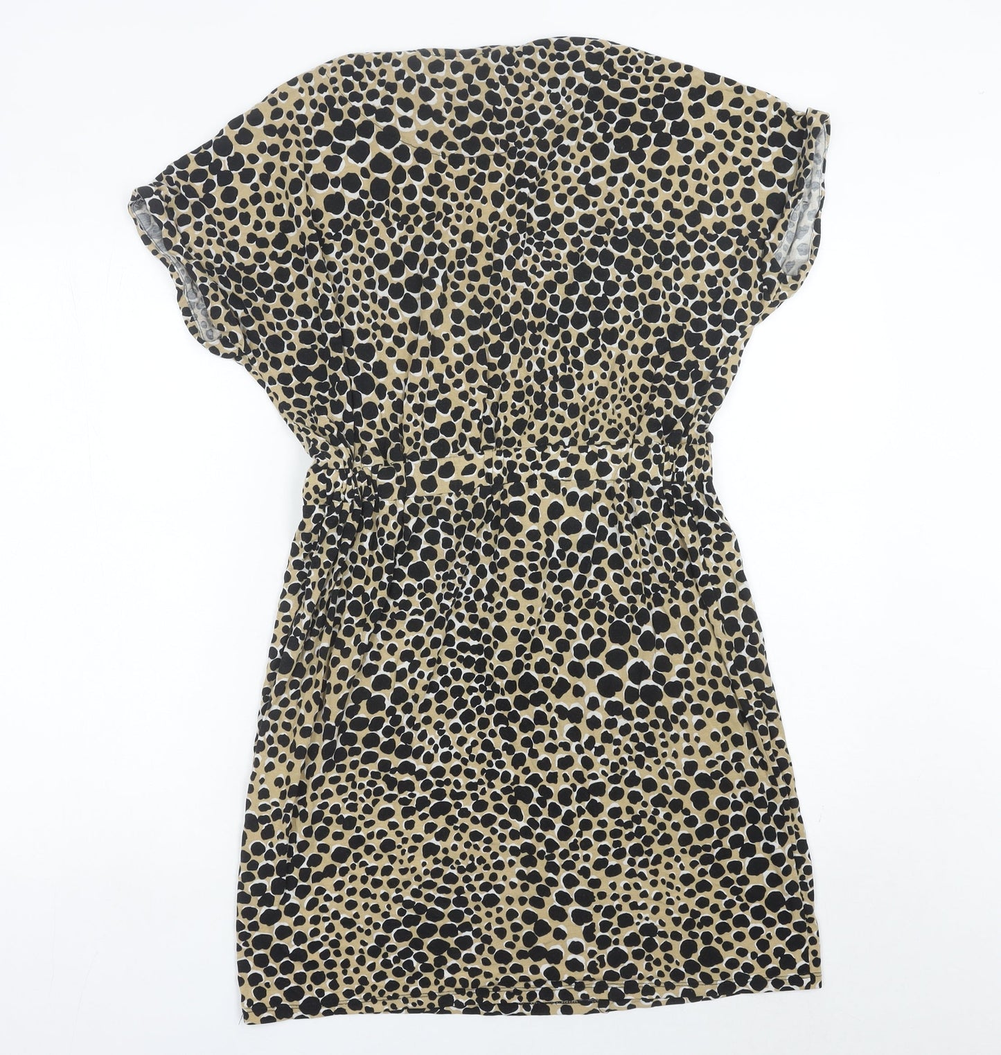 Warehouse Women’s Beige Animal Print Shift Dress UK 10 Short Sleeve