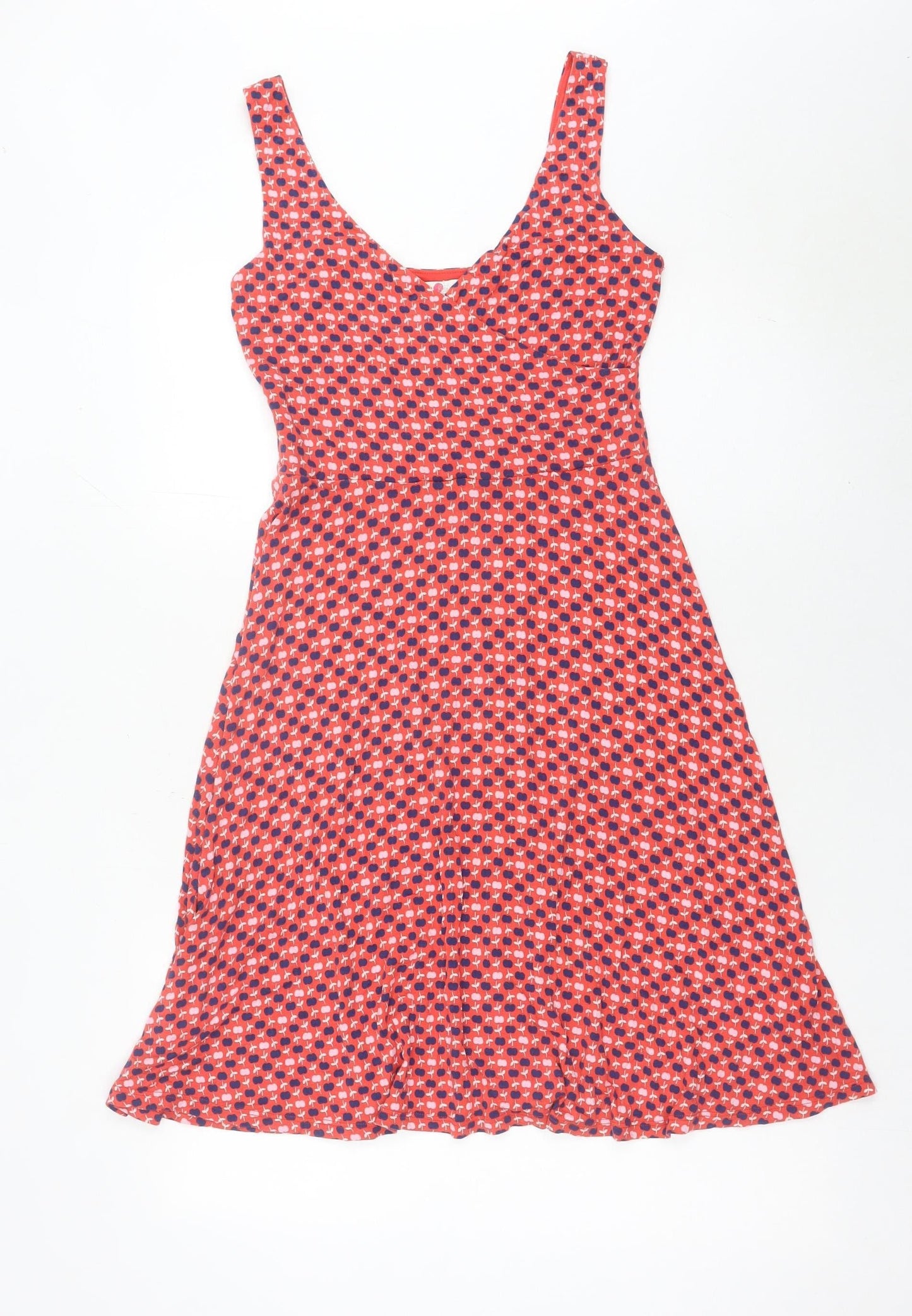 Boden Womens Red Geometric Print Fit & Flare Sleeveless Dress UK 10